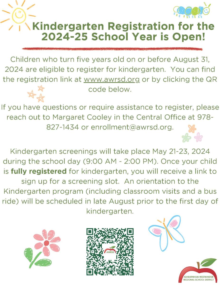 Kinderarten registration flyer
