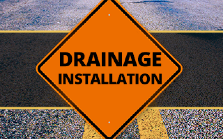 Detour Sign, "Drainage Installation"