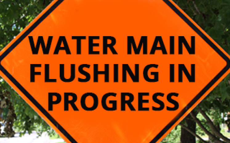 Construction Sign, "Water Main Flushing in Progress"